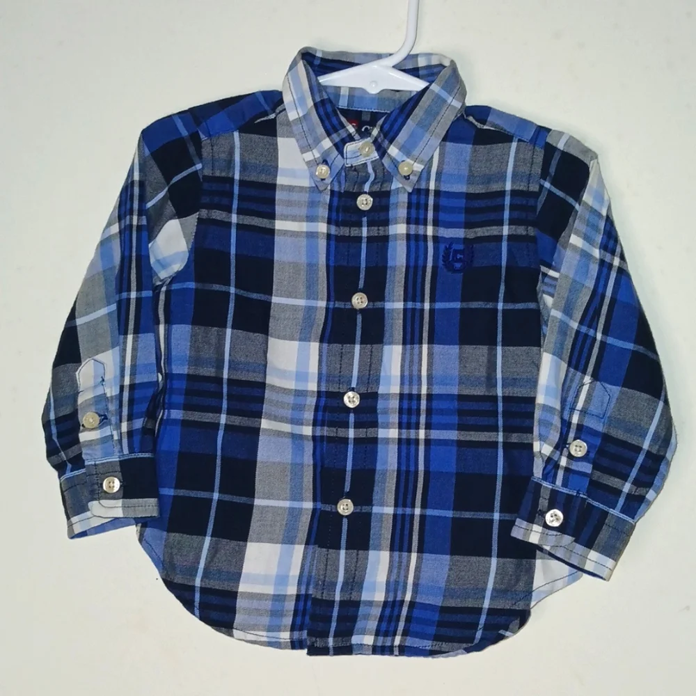 Boys ButtonDown Long Sleeve Shirts Size 2T(4) & 12-18M(1)‎ & 18M(1) Bundle of 6
